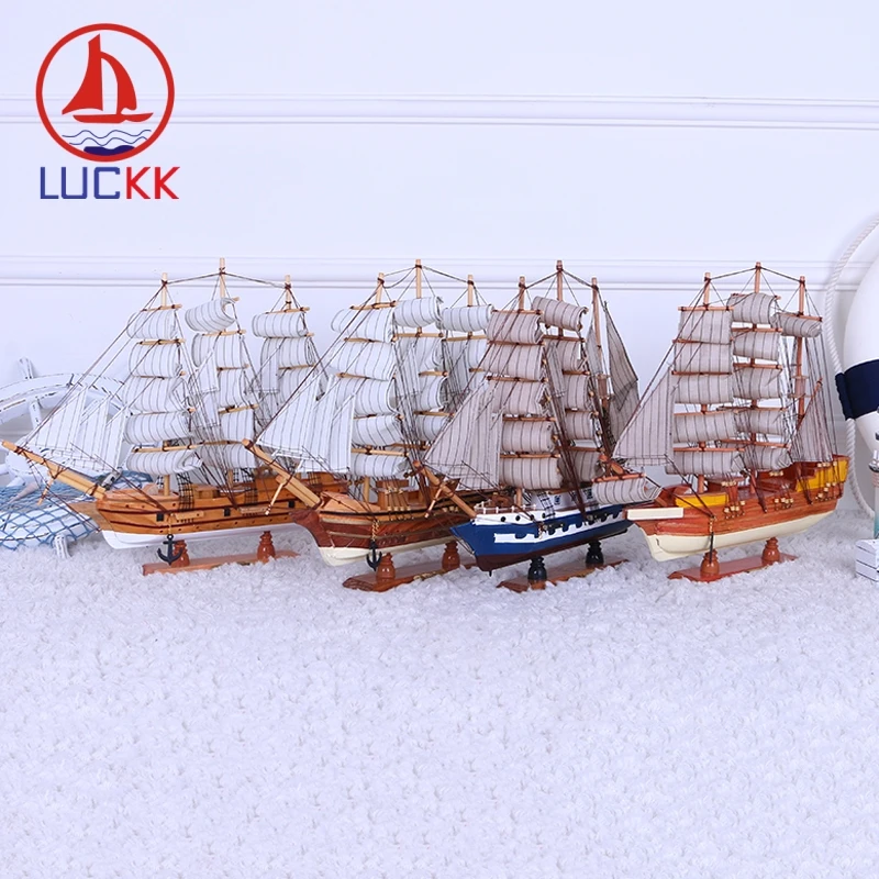 LUCKK DIY 45 см Деревянный Парусник модель корабля 4 цвета лоскутное оптовое украшение