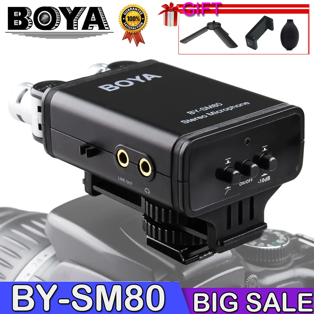 BOYA BY-SM80 Stereo Video Microphone with Windshield for Canon for Nikon for Sony DSLR Camera Microphone Camcorder
BOYA BY-SM80 Stereo Video Microphone with Windshield for Canon for Nikon for Sony DSLR Camera Microphone Camcorder