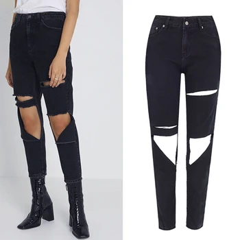 Womens Clothing Black High Waisted Jeans Trousers Women Hole Ripped Straight Denim Pants Casual 100% Cotton Denim Jeans Trousers 
Womens Clothing Black High Waisted Jeans Trousers Women Hole Ripped Straight Denim Pants Casual 100% Cotton Denim Jeans Trousers