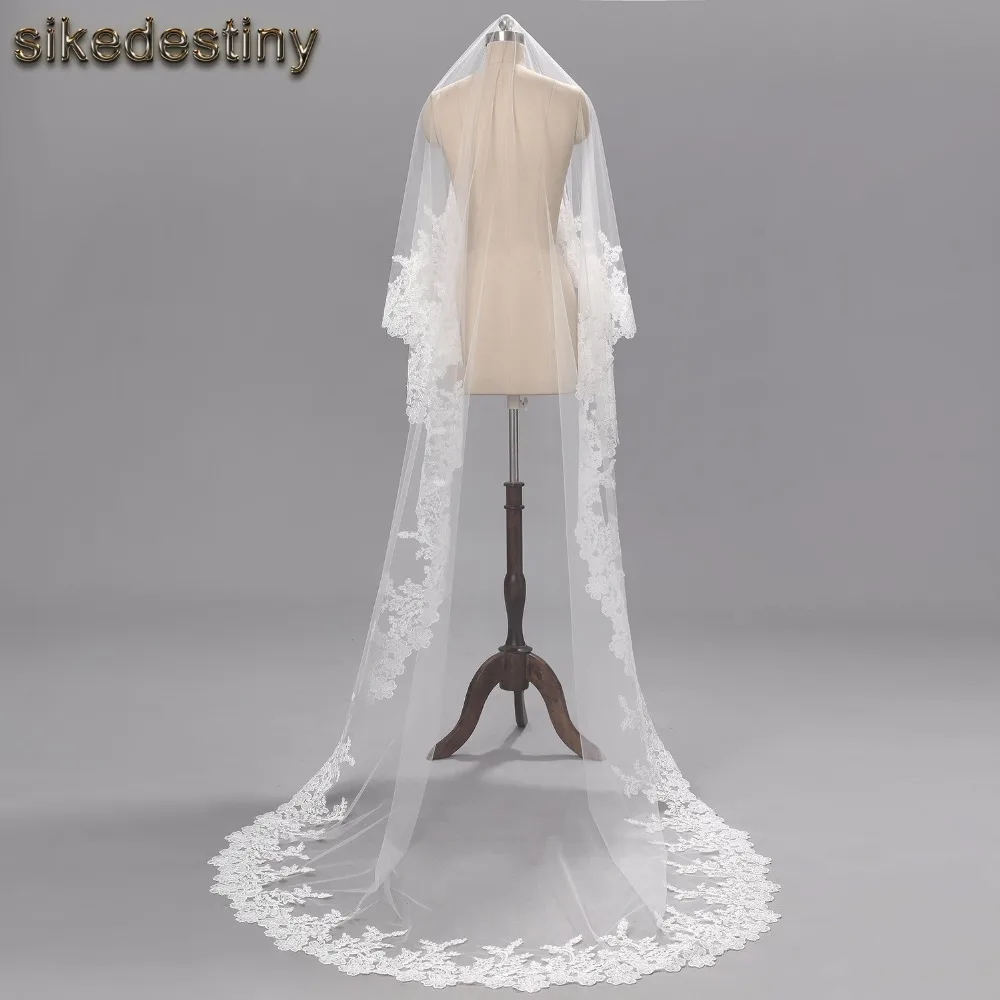 One-Layer 3 Meter Length Wedding Veils Elegant Appliques Edge White Ivory Bridal Veils Brides Wedding Accessories
One-Layer 3 Meter Length Wedding Veils Elegant Appliques Edge White Ivory Bridal Veils Brides Wedding Accessories