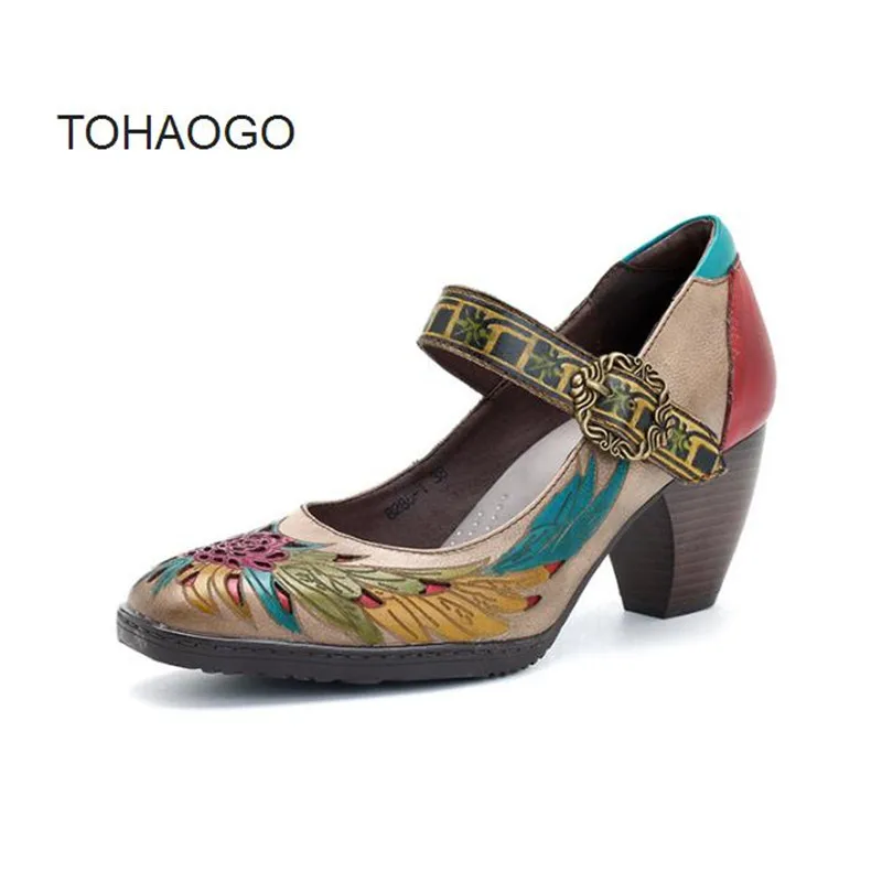 Spring new leather handmade printing women's shoes soft bottom Mary Jane shoes Large size Flower high heels women pumps
Spring new leather handmade printing women's shoes soft bottom Mary Jane shoes Large size Flower high heels women pumps