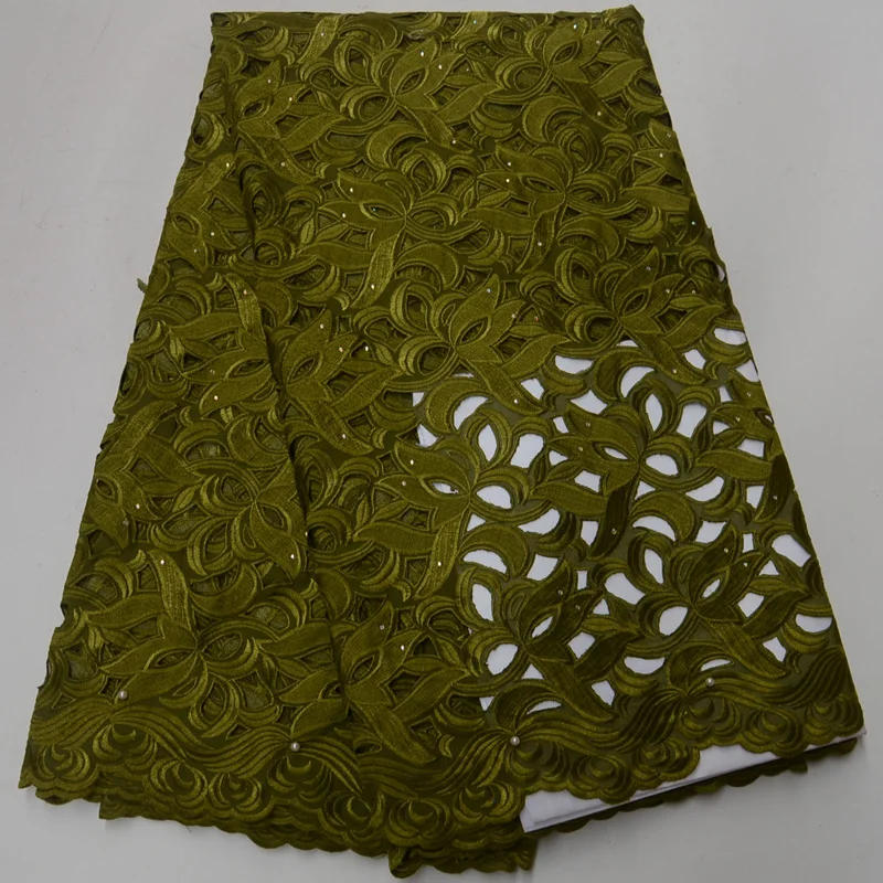 

Free shipping (5yards/pc) high grade hand cut African cotton voile lace fabric amy green Swiss lace fabric for party dress CLP82