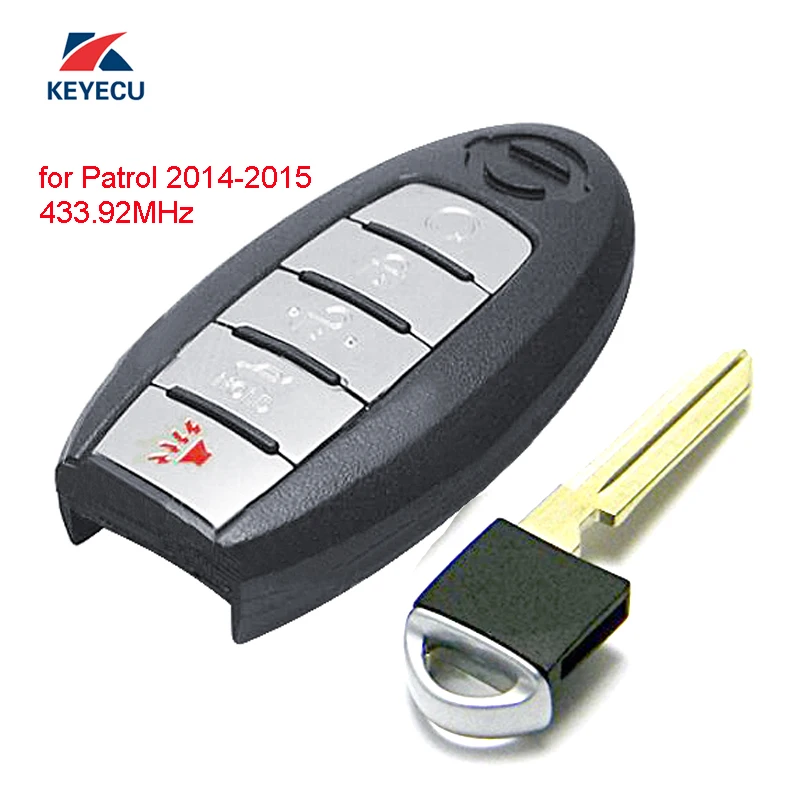 KEYECU Replacement Smart Remote Car Key Fob 5 Button 433.92MHz PCF7952 for Nissan Patrol 2014-2015 FCC ID : CWTWB1G744
KEYECU Replacement Smart Remote Car Key Fob 5 Button 433.92MHz PCF7952 for Nissan Patrol 2014-2015 FCC ID : CWTWB1G744