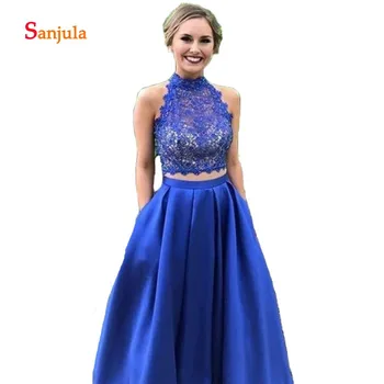 Lace High Neck 2 Piece Prom Dresses Floor Length with Pockets Satin Dress Girls Graduation Gown Vestidos de Graduacion D789
Lace High Neck 2 Piece Prom Dresses Floor Length with Pockets Satin Dress Girls Graduation Gown Vestidos de Graduacion D789