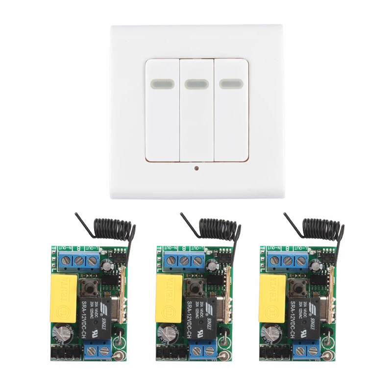 Smart Home AC 220V 3CH Channel Remote Control Switch Wall Panel Wall Transmitter Remote Room Stairway Light Lamp Bulb LED RX TX
Smart Home AC 220V 3CH Channel Remote Control Switch Wall Panel Wall Transmitter Remote Room Stairway Light Lamp Bulb LED RX TX