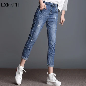 LXMSTH Women Large Size Harem Jeans Ripped Blue High Waist Ankle Length Boyfriend Jeans Pants Ladies Slim Denim Pants
LXMSTH Women Large Size Harem Jeans Ripped Blue High Waist Ankle Length Boyfriend Jeans Pants Ladies Slim Denim Pants