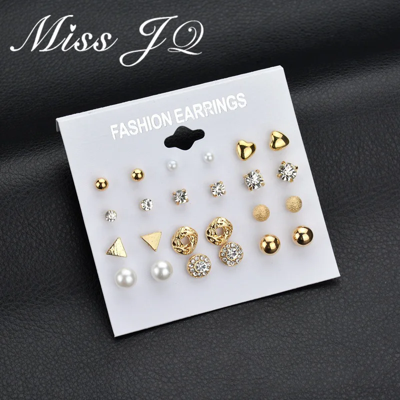 Miss JQ 12 Style Round Square Heart Ball Alloy Crystal Pearl Stud Earrings For Women Cute Earrings Sets Jewelry boucle d'oreille
Miss JQ 12 Style Round Square Heart Ball Alloy Crystal Pearl Stud Earrings For Women Cute Earrings Sets Jewelry boucle d'oreille