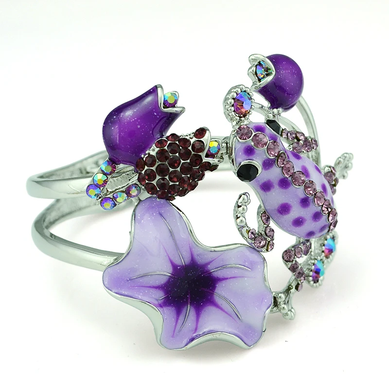 National Style Lady Silver Plated Bangle Bracelet Rhinestone Flower Fashion Enamel Glaze Frog Cuff Bracelets For Women Jewelry
National Style Lady Silver Plated Bangle Bracelet Rhinestone Flower Fashion Enamel Glaze Frog Cuff Bracelets For Women Jewelry