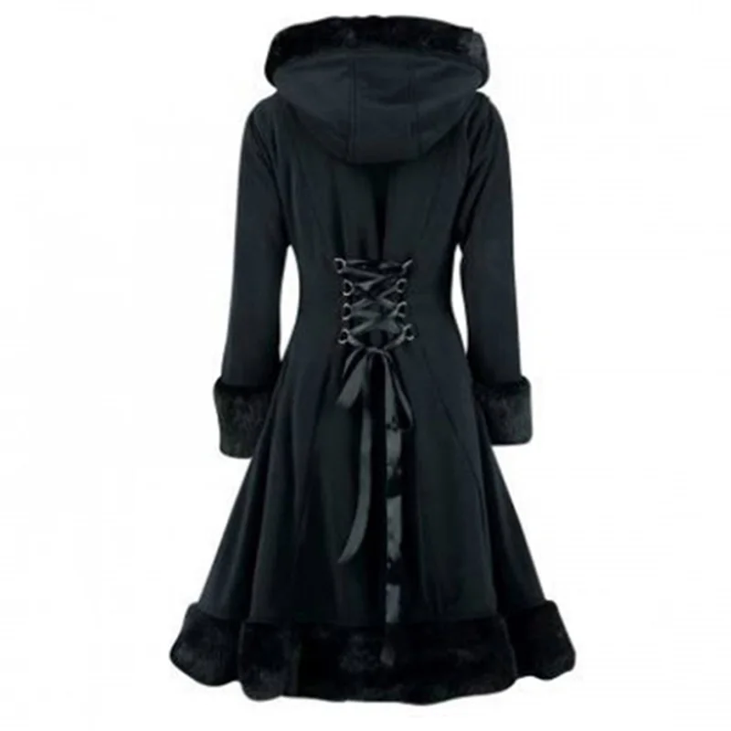 2019 Winter Gothic Coat for Women Black Casual Back Bandage Jackets with Hat Vintage Horn Button Female Fleece Coats Streetwear
2019 Winter Gothic Coat for Women Black Casual Back Bandage Jackets with Hat Vintage Horn Button Female Fleece Coats Streetwear