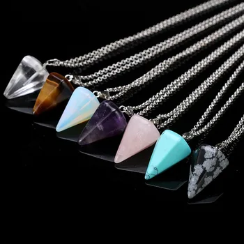 Natural Quartz Crystal Stone Energy Healing Point Gemstones Pendant Necklace with Metal Chain Stones And Crystals
Natural Quartz Crystal Stone Energy Healing Point Gemstones Pendant Necklace with Metal Chain Stones And Crystals