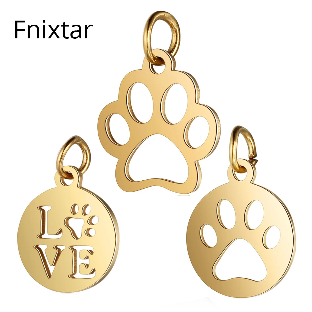 Fnixtar Gold Color Stainless Steel Charms Pendant Bracelet Paw Love Round Metal Charm for DIY Handmade Jewelry Making 5pcs/lot
Fnixtar Gold Color Stainless Steel Charms Pendant Bracelet Paw Love Round Metal Charm for DIY Handmade Jewelry Making 5pcs/lot