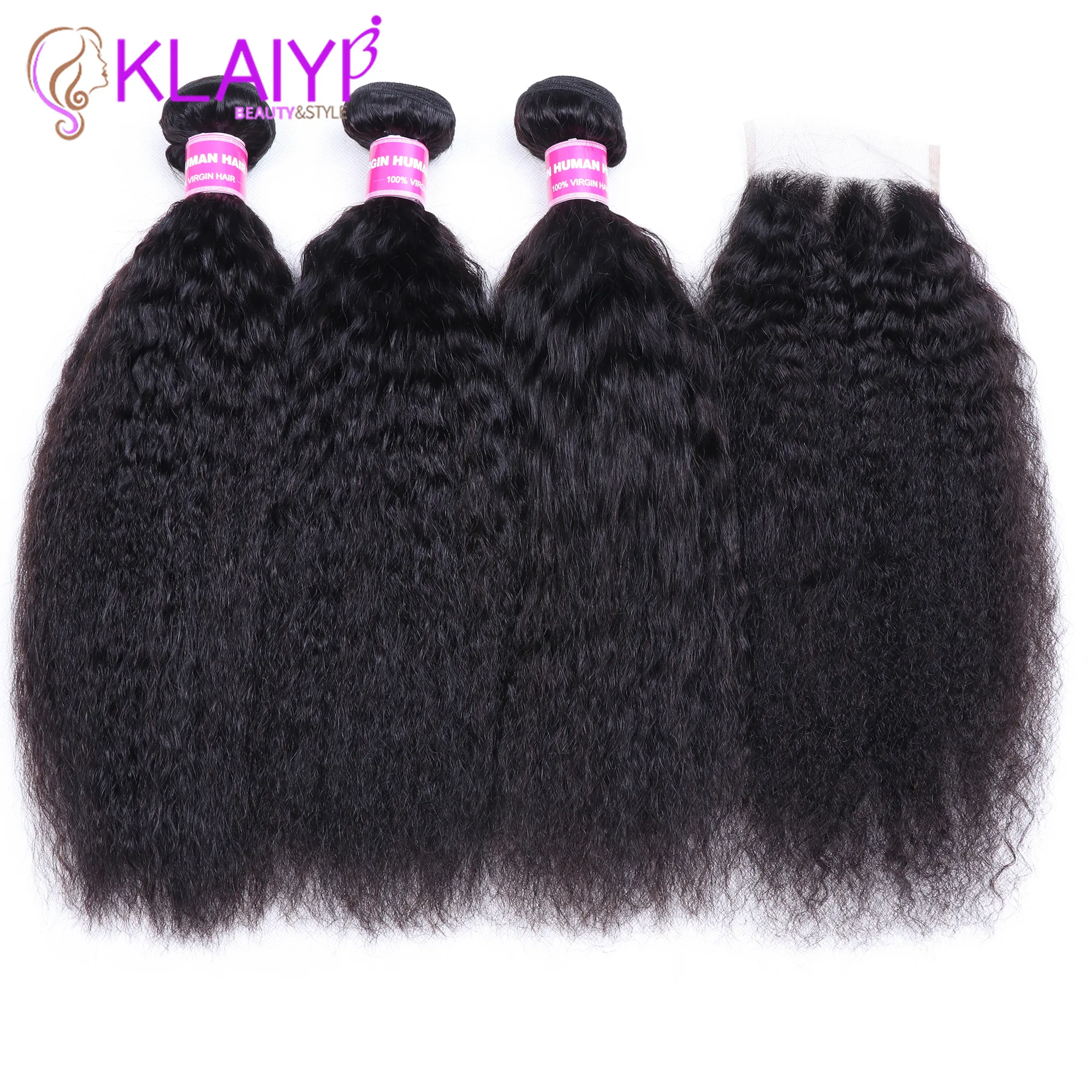 Klaiyi Hair Kinky Straight Human Hair Bundles With Closure 3 Bundles With Lace Closure 4*4 Closure with Bundles Remy Hair
Klaiyi Hair Kinky Straight Human Hair Bundles With Closure 3 Bundles With Lace Closure 4*4 Closure with Bundles Remy Hair