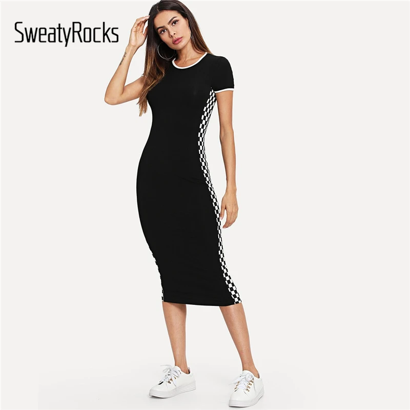 SweatyRocks Plaid Print Side Pencil Dress Women Elegant Slim Casual Bodycon Dresses 2019 Summer Streetwear Stretchy Black Dress
SweatyRocks Plaid Print Side Pencil Dress Women Elegant Slim Casual Bodycon Dresses 2019 Summer Streetwear Stretchy Black Dress