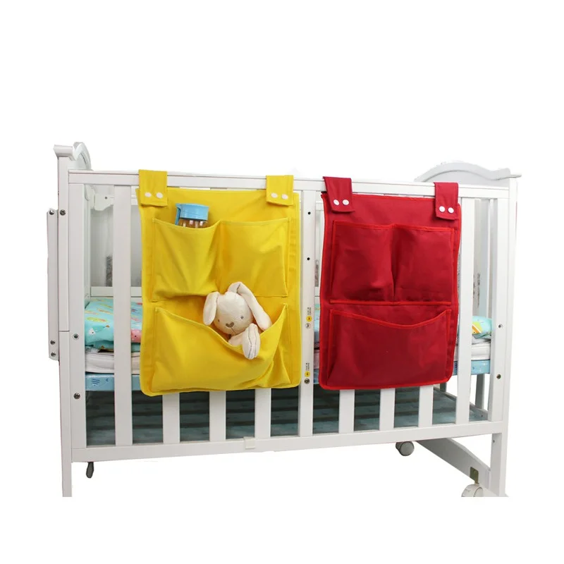 Newborn Bed Hanging Storage Bag Baby Cot Brand Cotton Crib Organizer 45*35cm Toy Diaper Pocket for Bedding Set | Мать и ребенок