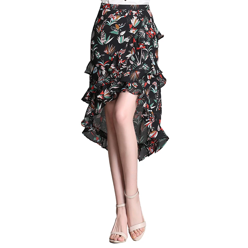 New Style Women Summer Irregular Chiffon Skirt Middle Long Floral Mid-calf Skirt WXH-164
New Style Women Summer Irregular Chiffon Skirt Middle Long Floral Mid-calf Skirt WXH-164