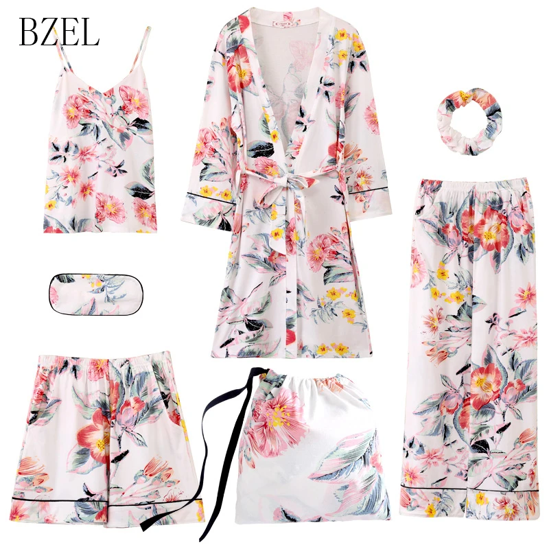 BZEL Sexy Robe Sets Women Cotton Robe 7pcs Suit Robe New Autumn Floral Nightwear Sleepwear Kimono Pijama Mujer Pijama Femme M-XL
BZEL Sexy Robe Sets Women Cotton Robe 7pcs Suit Robe New Autumn Floral Nightwear Sleepwear Kimono Pijama Mujer Pijama Femme M-XL