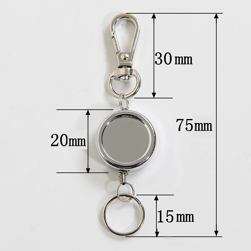 10 Pieces Metal Retractable Pull Chain Key Ring Chain Reel Keychain Keyring Holder Camping Hiking Tool