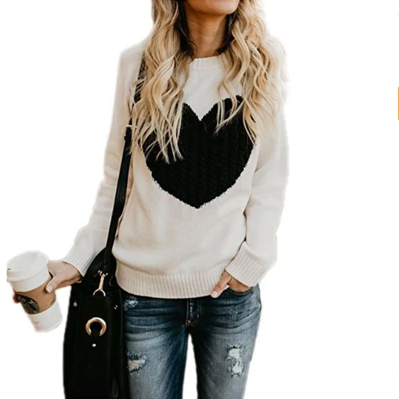 Women's Knit Sweater Autumn Winter Loose Large Size Love Printing Urban Casual Warm Sweater
Women's Knit Sweater Autumn Winter Loose Large Size Love Printing Urban Casual Warm Sweater