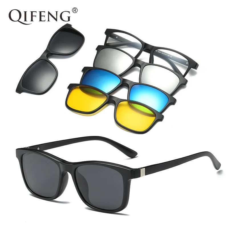 QIFENG Optical Spectacle Frame Eyeglasses Men Women Spring Hinge TR90 With 4 Clip On Sunglasses Polarized Magnetic Glasses QF129
QIFENG Optical Spectacle Frame Eyeglasses Men Women Spring Hinge TR90 With 4 Clip On Sunglasses Polarized Magnetic Glasses QF129