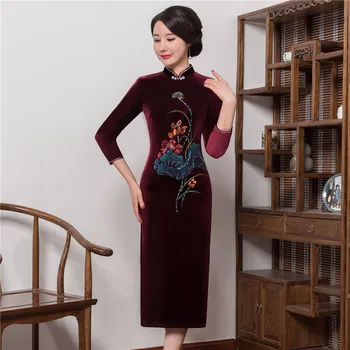 Autumn Winter Warm Female VELOUR Long Cheongsam Elegant Slim Three Quarter Sleeve Qipao Vintage Chinese Dress Plus Size S-4XL
Autumn Winter Warm Female VELOUR Long Cheongsam Elegant Slim Three Quarter Sleeve Qipao Vintage Chinese Dress Plus Size S-4XL