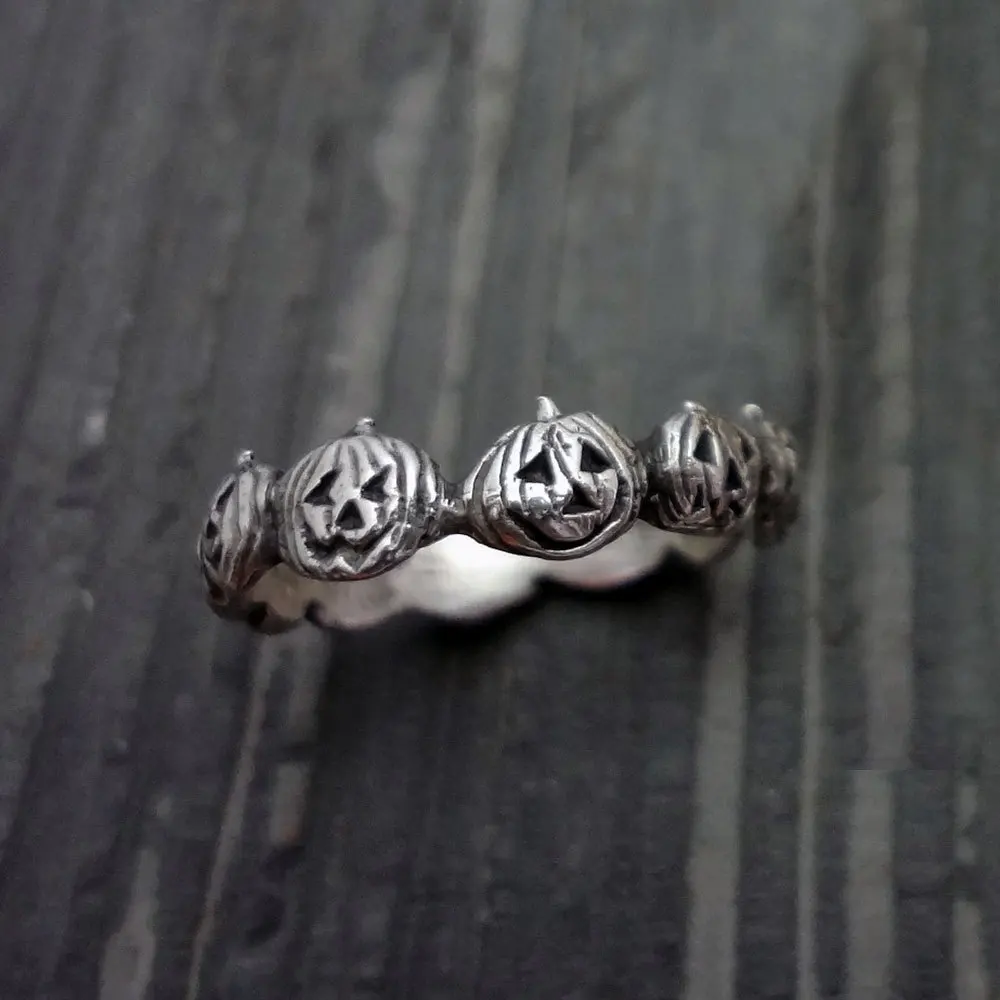 New European Classic Silver Jewelry Rings Halloween Pumpkin Skeleton Ring for Men Women Size6-10 Holiday Gift | Украшения и