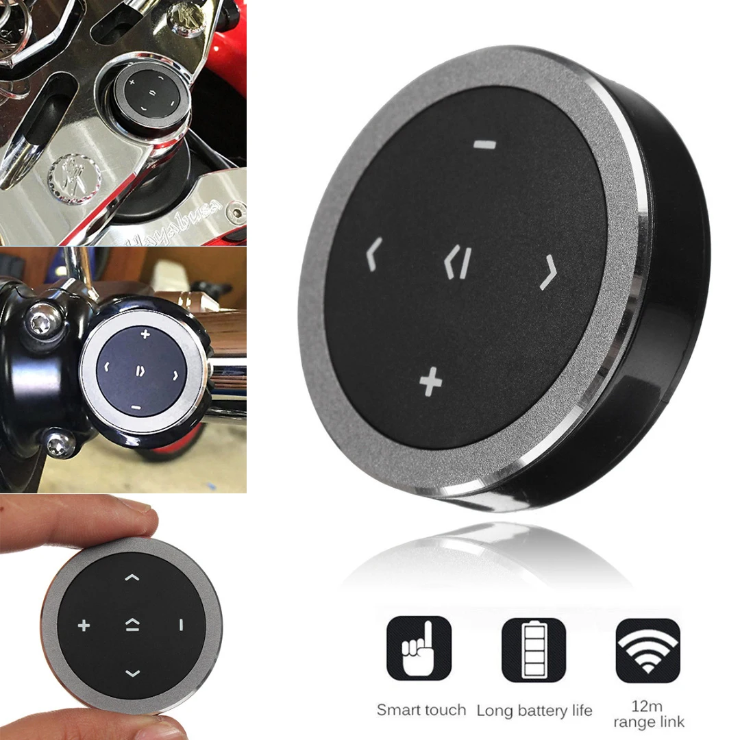 Mayitr 1pc Wireless Bluetooth 3.0 Media Button Car Motorcycle Steering Wheel Music Play Remote Control for iOS/Android