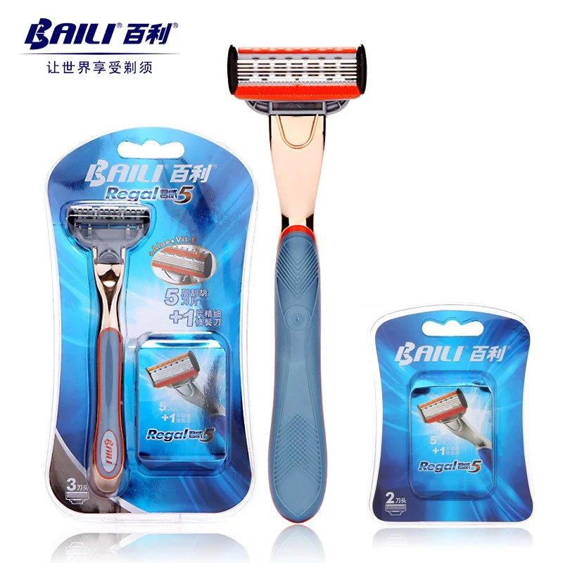 BAILI Regal 5 Series Manual Five Blade Cartridge Shaving Safety Blade Razor Shaver Handle for Men Barber +5 Heads BT505+BP502
BAILI Regal 5 Series Manual Five Blade Cartridge Shaving Safety Blade Razor Shaver Handle for Men Barber +5 Heads BT505+BP502