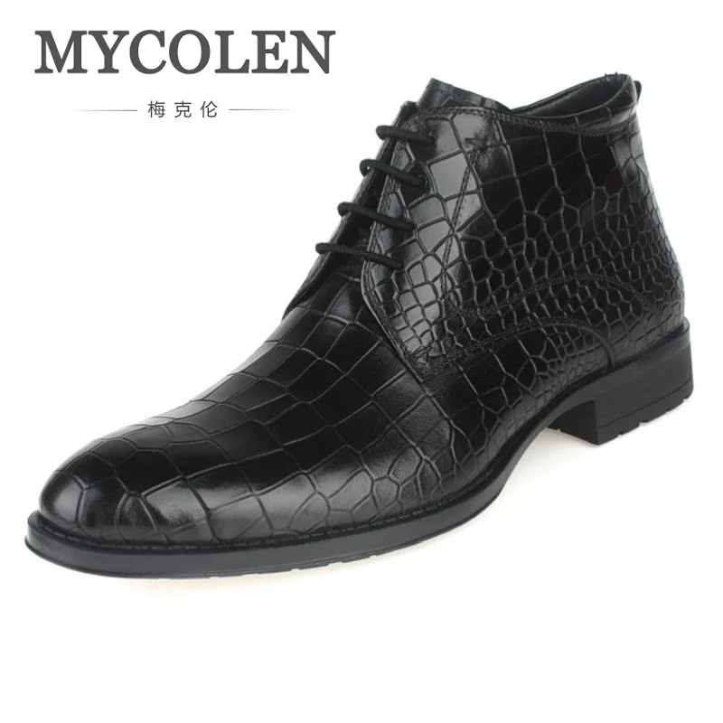 

MYCOLEN New Genuine Leather Winter Men's Boots.Ankle Boots Man Military Shoes Stone Pattern Man Footwear Tenis Masculino Adulto