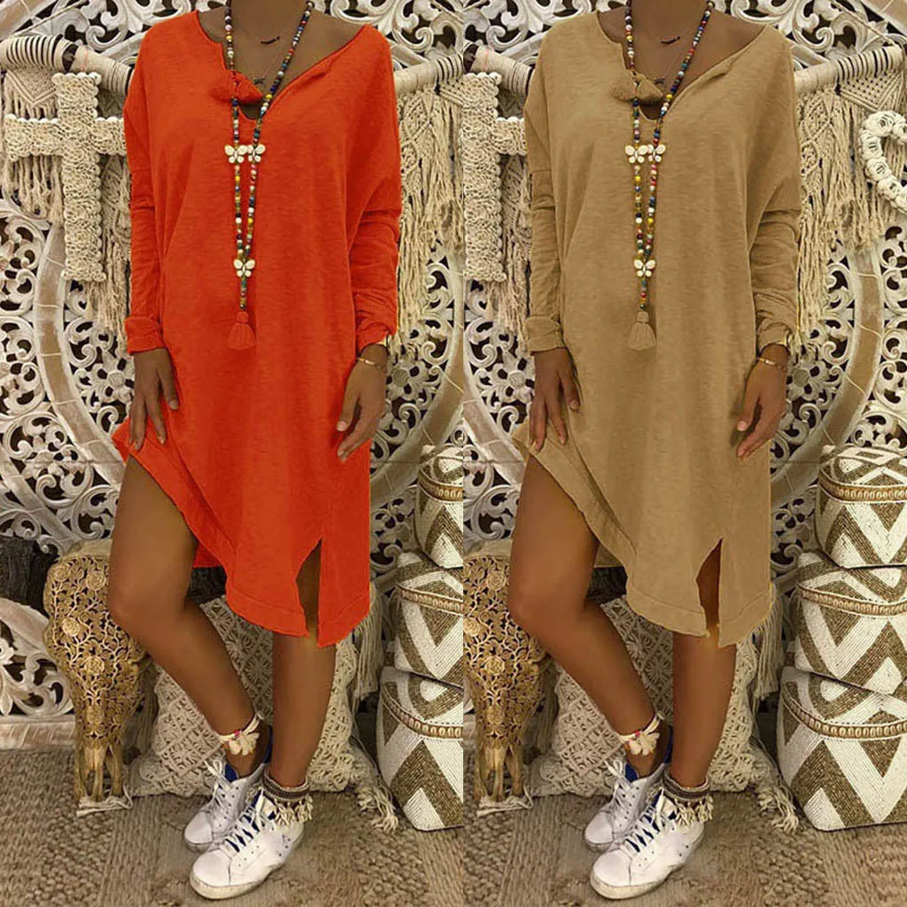 KLV Women Loose Dress Polyester V Neck Boho Beach Cover Plus Size S-5XL Ladies Baggy Dress Summer Autunm Drop.3.5
KLV Women Loose Dress Polyester V Neck Boho Beach Cover Plus Size S-5XL Ladies Baggy Dress Summer Autunm Drop.3.5