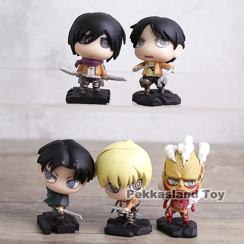 Attack on Titan Eren Mikasa Armin Rivaille Colossal Titan Boxed PVC Mini Action Figures Toys 5pcs/set
Attack on Titan Eren Mikasa Armin Rivaille Colossal Titan Boxed PVC Mini Action Figures Toys 5pcs/set
