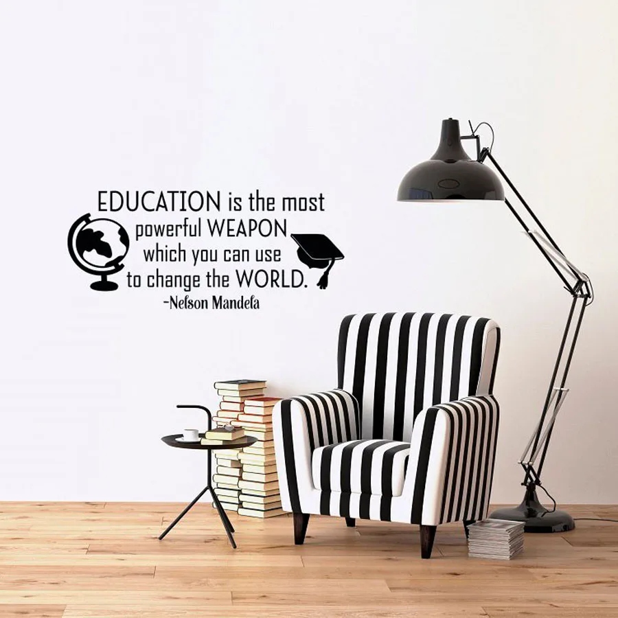 

Inspirational Wall Decal Quote Education Is The Most Powerful Weapon Removable Vinyl Wall Decals for Classroom School Decor G202