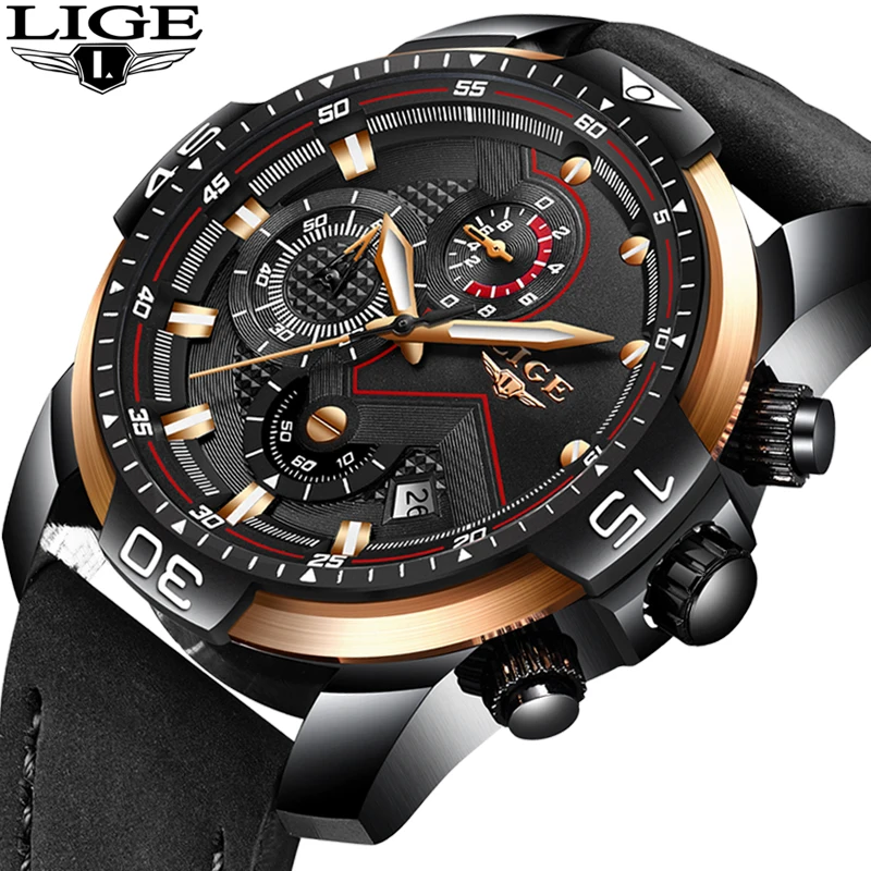 LIGE Mens Watches Top Brand Luxury Military Sport Watch Men Black Leather Analog Quartz Watch Waterproof Relogio Masculino+Box
LIGE Mens Watches Top Brand Luxury Military Sport Watch Men Black Leather Analog Quartz Watch Waterproof Relogio Masculino+Box