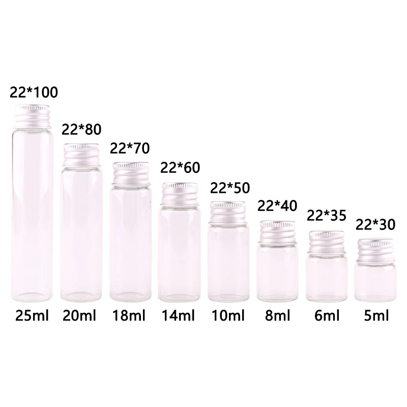 Dia 22mm 5ml 10ml 20ml 25ml Transparent Glass Bottles Cute Jar Vials Terrarium with Silver Screw Lid Wedding Craft 100pcs
Dia 22mm 5ml 10ml 20ml 25ml Transparent Glass Bottles Cute Jar Vials Terrarium with Silver Screw Lid Wedding Craft 100pcs