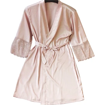 Sexy Ladies' Lace Satin Robe Gown Solid Soft Nightgown Nightwear Kimono Bathrobe Sleepwear Wedding Bride Bridesmaid Robes 011903
Sexy Ladies' Lace Satin Robe Gown Solid Soft Nightgown Nightwear Kimono Bathrobe Sleepwear Wedding Bride Bridesmaid Robes 011903