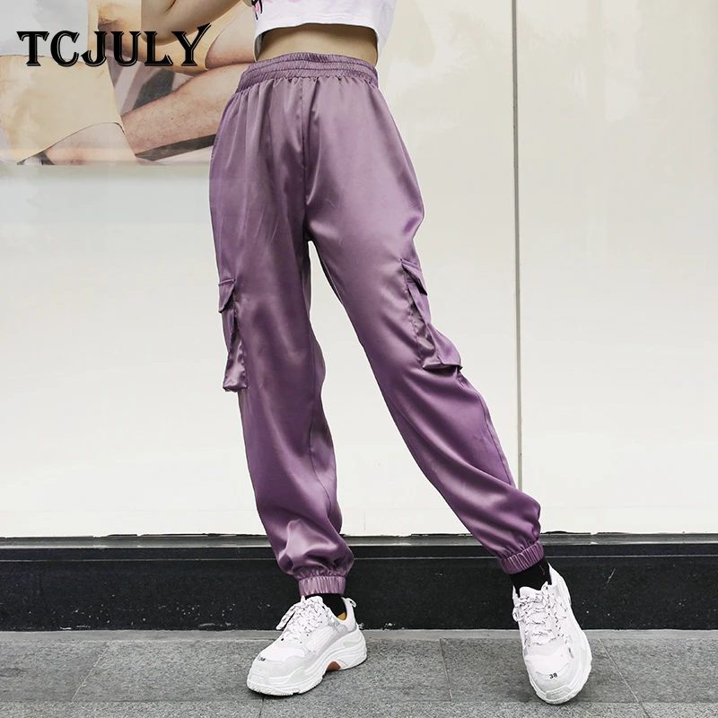 TCJULY Harajuku Cotton Purple Satin Pants High Waist Elastic Ankle Banded Loose Casual Trousers Pockets Smooth Sweatpants Women
TCJULY Harajuku Cotton Purple Satin Pants High Waist Elastic Ankle Banded Loose Casual Trousers Pockets Smooth Sweatpants Women