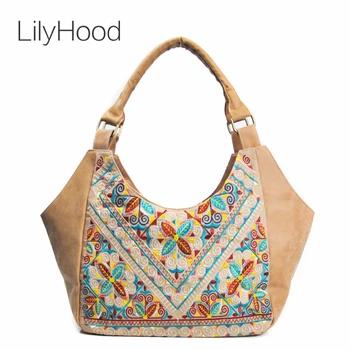 

LilyHood Women PU Leather Ethnic Top Handle Handbag Leisure Bohemian Boho Chic Hippie Aztec Gypsy Ibiza Tribal Hobo Shoulder Bag