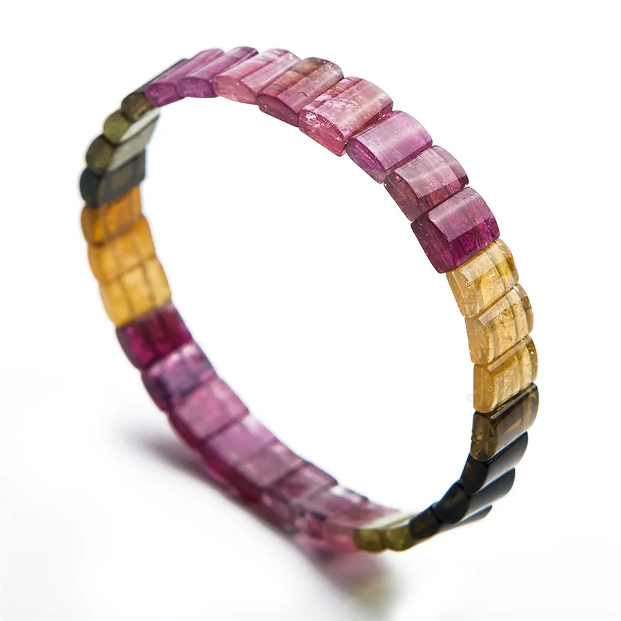 Genuine Natural Crystal Rectangle Beads Colorful Tourmaline Stone Fashion Stretch Bracelet Women Gift 9*6*4mm
Genuine Natural Crystal Rectangle Beads Colorful Tourmaline Stone Fashion Stretch Bracelet Women Gift 9*6*4mm