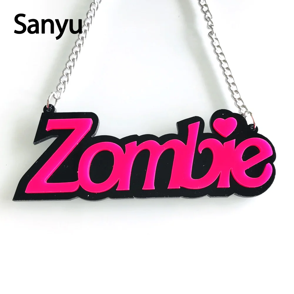 New Fashion Lovely Hot Pink English Zombie Pendant Necklace For Female Personalized Hiphop Pendant Necklace With Glitter Powder
New Fashion Lovely Hot Pink English Zombie Pendant Necklace For Female Personalized Hiphop Pendant Necklace With Glitter Powder