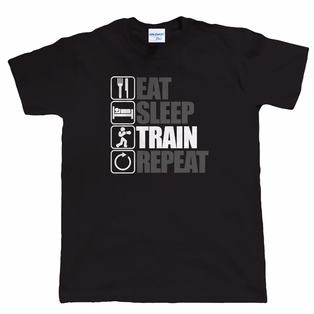 

2019 Hip Hop Anime Male Tshirt Eat Sleep Train Repeat T Shirt - Fitness, Gyms, Box, Martial Artsbrand Clothing Tee shirt