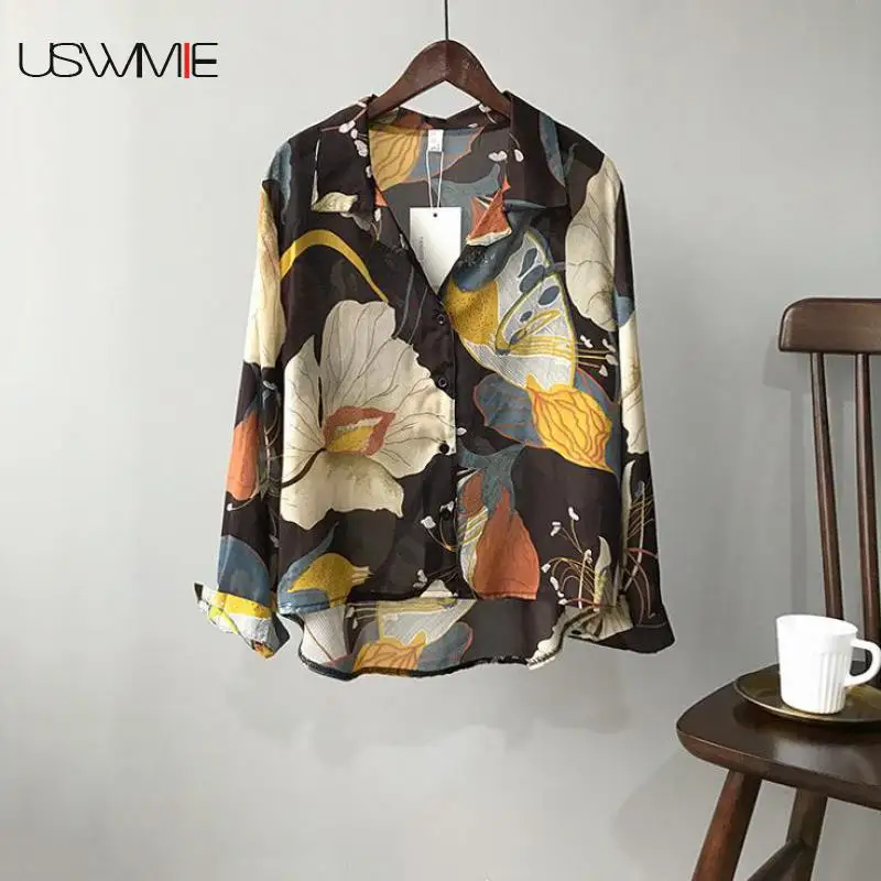 2019 Summer Blouse Women Retro Long Sleeve Printed Turn-down Collar Plus Size Tops Loose Comfort Hit Color Irregular Hem Shirt
2019 Summer Blouse Women Retro Long Sleeve Printed Turn-down Collar Plus Size Tops Loose Comfort Hit Color Irregular Hem Shirt