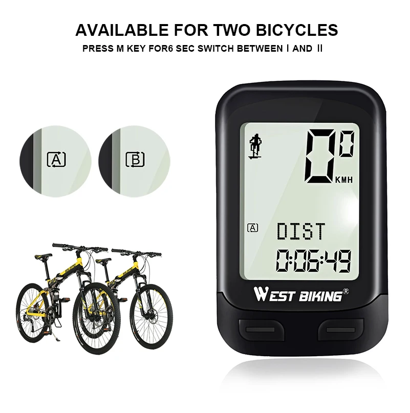 WEST BIKING LED Waterproof Bicycle Computer Wireless 5 Language Cycling Bike Odometer Stopwatch Speedometer 2.1in Bike Computer WEST BIKING LED Waterproof Bicycle Computer Wireless 5 Language Cycling Bike Odometer Stopwatch Speedometer 2.1in Bike Computer