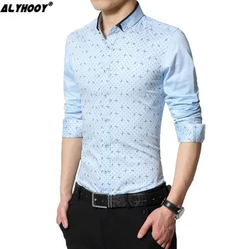 2017 Fashion Style Floral Men Shirt Casual Top Fashion Long Sleeve Cotton Shirt Chemise Homme Slim Floral Shirt Men