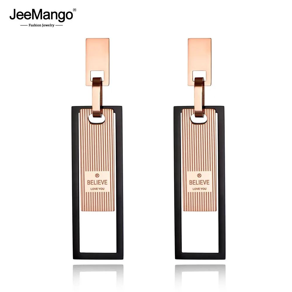 JeeMango Trendy Stainless Steel Black/Rose Gold Geometric Stud Earrings Believe Love You Creative Jewelry For Women Girl JE19083
JeeMango Trendy Stainless Steel Black/Rose Gold Geometric Stud Earrings Believe Love You Creative Jewelry For Women Girl JE19083