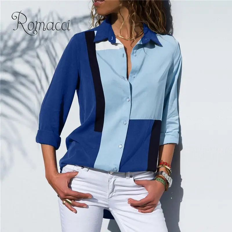 Women Plus Size Chiffon Shirts Blouse Splice Contrast Color Button Turn Down Collar Long Sleeves Casual Womens Tops And Blouses
Women Plus Size Chiffon Shirts Blouse Splice Contrast Color Button Turn Down Collar Long Sleeves Casual Womens Tops And Blouses