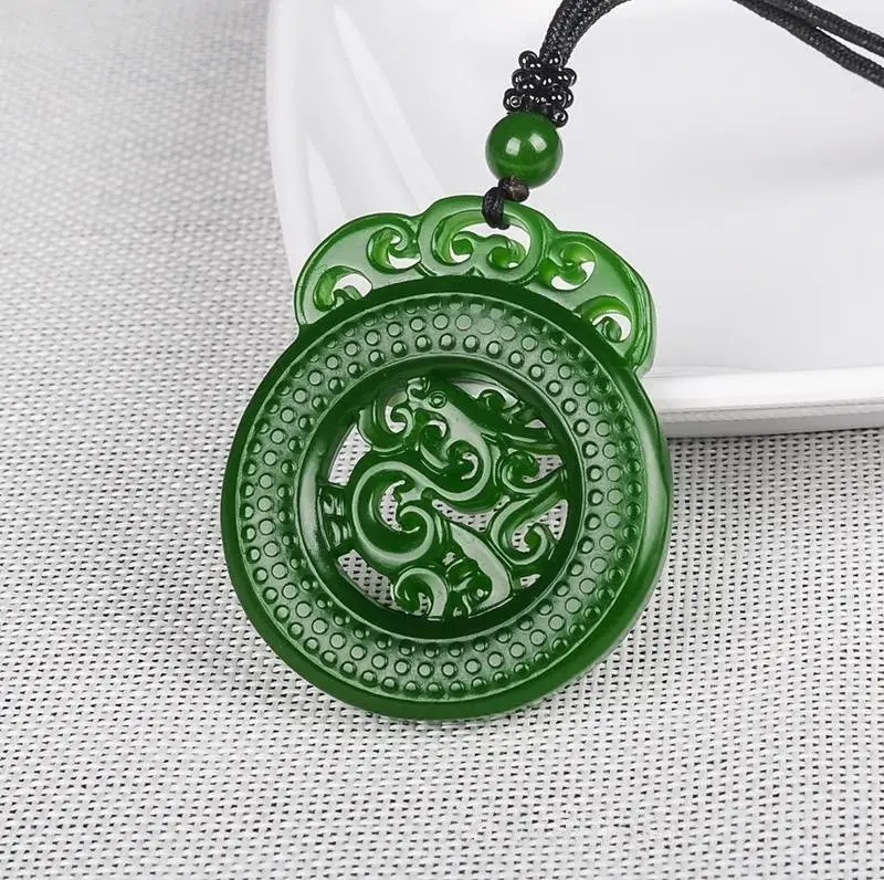 Фото Изящные Ювелирные изделия Koraba подвеска в виде дракона из натуральной зеленой