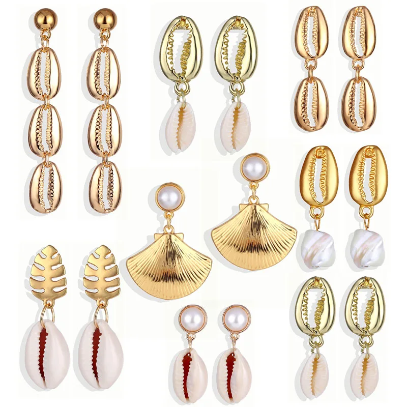 2019 NEW Hot Boho Summer Sea Shell Earrings For Women Gold Metal Drop Dangle DIY Handmade Statement Earring Party Jewelry Gifts
2019 NEW Hot Boho Summer Sea Shell Earrings For Women Gold Metal Drop Dangle DIY Handmade Statement Earring Party Jewelry Gifts