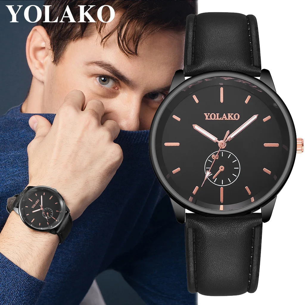 Drop Shipping High Quality Watch Men Fashion Casual Men's Simple Leather Round Dial Quartz Clocks Reloj Hombre 2019 | Наручные часы