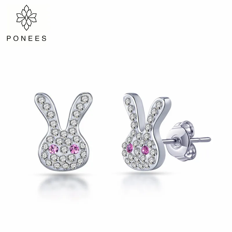 PONEES Fashion Plata White Crystal Rabbit Stud Earrings Jewelry For Women Girls Best Gift
PONEES Fashion Plata White Crystal Rabbit Stud Earrings Jewelry For Women Girls Best Gift