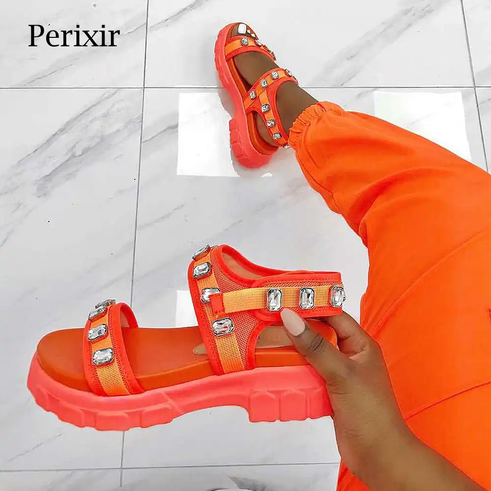 orange designer sandals