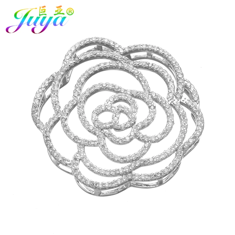 

Micro Pave Zircon Floating Rose Flower Fastener Connectors Accessories For Women Handmade Natural Stones Pearls Jewelry Making